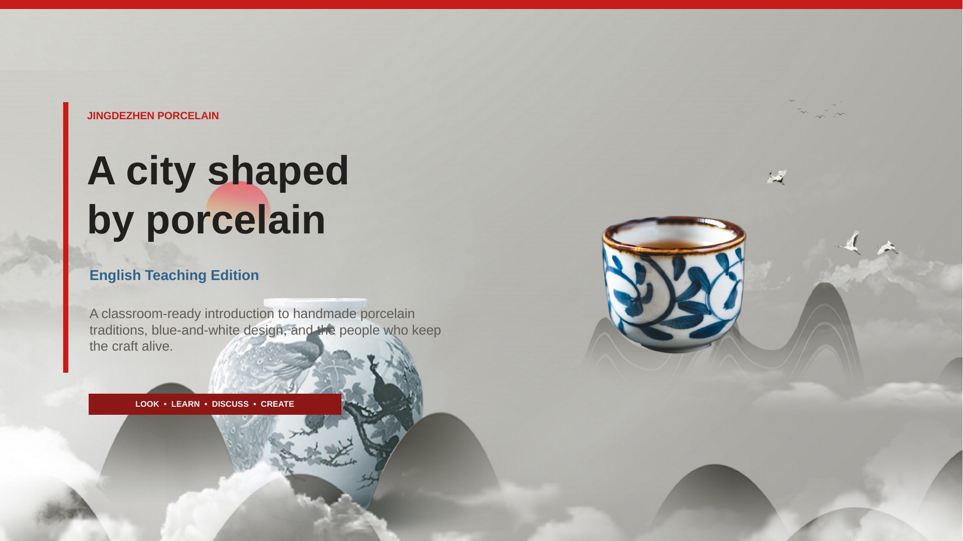 Porcelain English classroom PPT cover